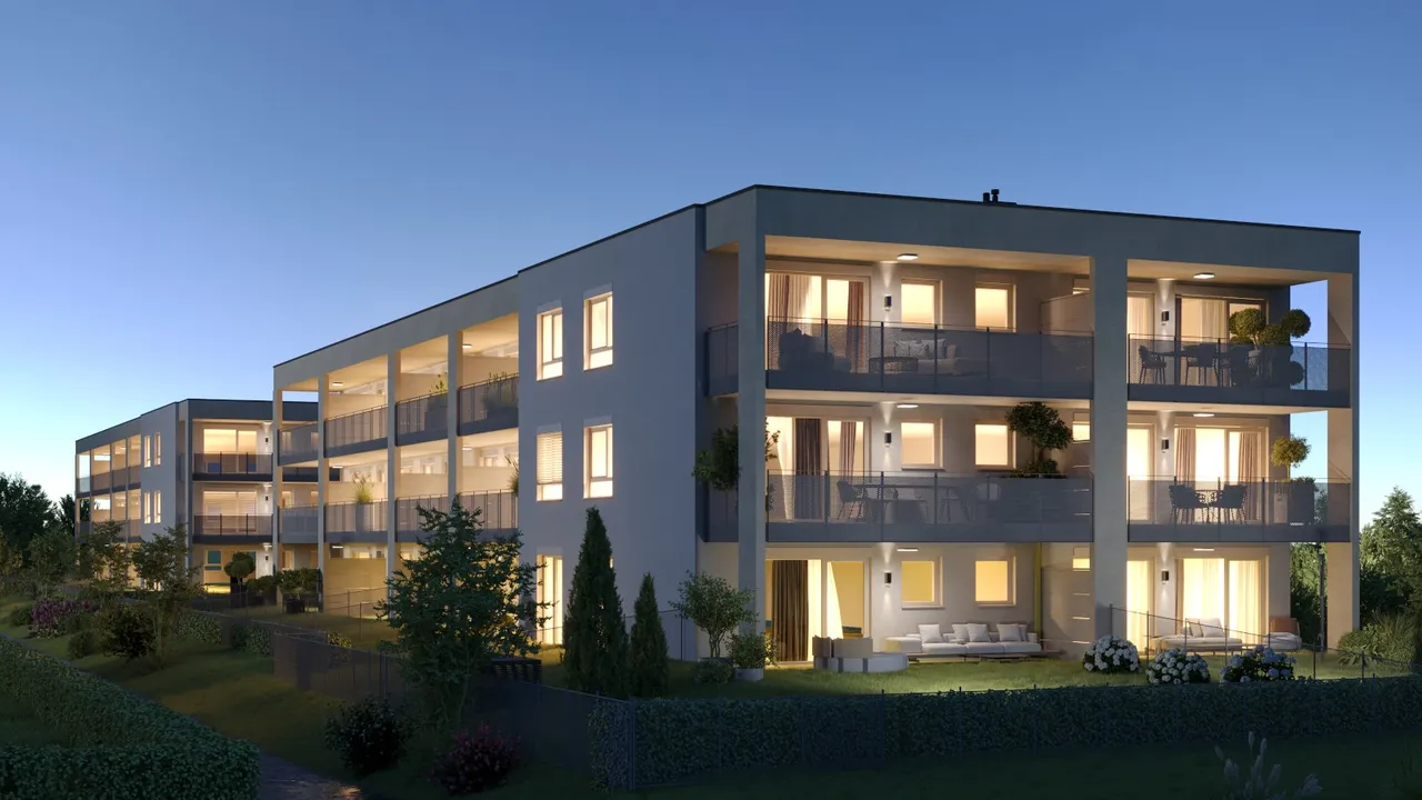 Wohnprojekt Lebenstraum Alte Stadtgrenze bei Nacht
